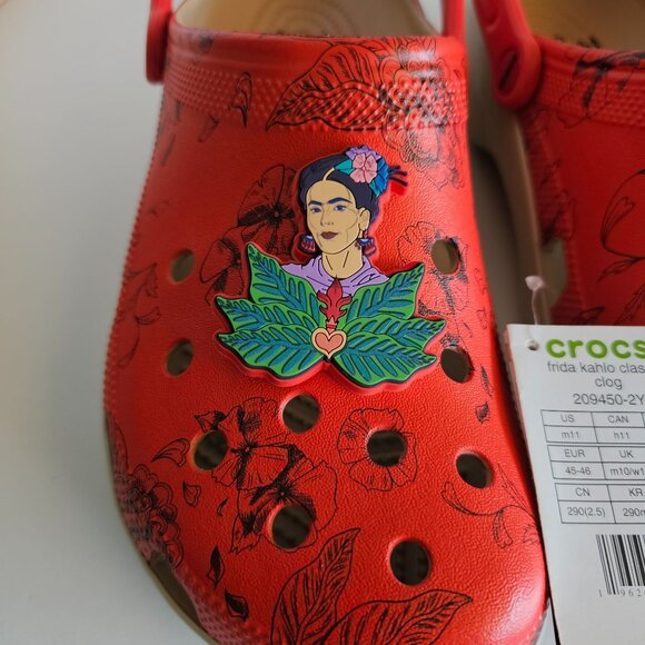 Frida Kahlo Classic Clog Crocs Mens M11 Floral Design Red Green main image 3